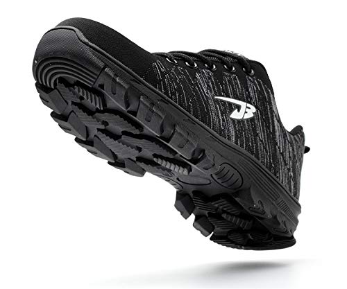 Zapatillas de Seguridad Hombre Zapatos de Mujer Antideslizante Transpirable Zapatos de Trabajo Calzado de Trabajo Ultra Liviano Suave y Cómodo Deportes Unisex, A Negro, 40 EU