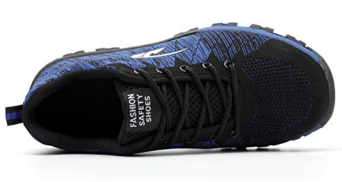 Zapatillas de Seguridad Hombre Zapatos de Mujer Antideslizante Transpirable Zapatos de Trabajo Calzado de Trabajo Ultra Liviano Suave y Cómodo Deportes Unisex, A Azul, 39 EU