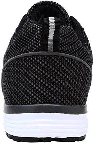 Zapatillas de Seguridad Hombre,LM170130 S1 SRC Zapatos de Trabajo Mujer con Punta de Acero Ultra Liviano Reflectivo Transpirable 44 EU,SRC Negro