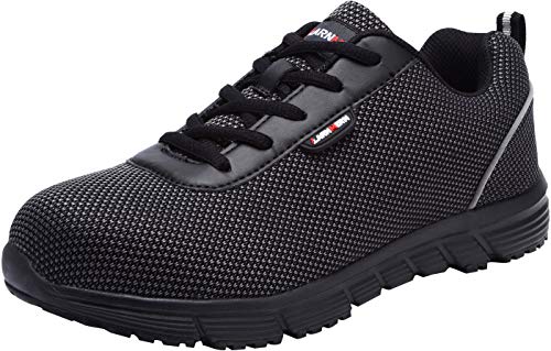 Zapatillas de Seguridad Hombre,LM170130 S1 SRC Zapatos de Trabajo Mujer con Punta de Acero Ultra Liviano Reflectivo Transpirable 47 EU,Medianoche Negro