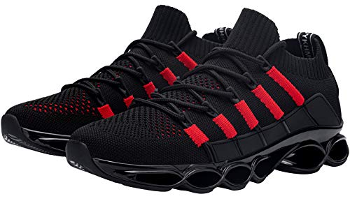 Zapatillas de Seguridad Hombres Zapato Seguridad Calzado Seguridad Zapatos de Trabajo con Punta de Acero Respirable Construcción Zapatos(Negro Rojo,43)