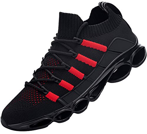 Zapatillas de Seguridad Hombres Zapato Seguridad Calzado Seguridad Zapatos de Trabajo con Punta de Acero Respirable Construcción Zapatos(Negro Rojo,43)