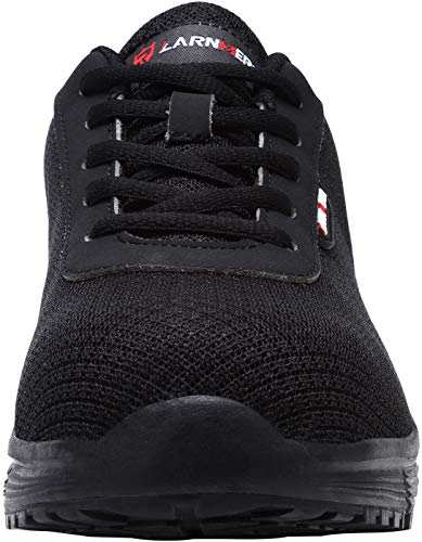 Zapatillas de Seguridad Mujer L8038 S1 SRC Zapatos de Trabajo con Punta de Acero Ultra Liviano Suave y cómodo Transpirable Antideslizante(37 EU,Negro Oscuro)