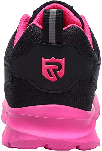 Zapatillas de Seguridad Mujer/Hombre DY-112, Zapatos de Trabajo con Punta de Acero Ultra Liviano Suave y cómodo Transpirable, Brillante Negro, 38 EU
