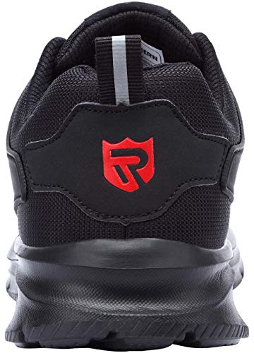 Zapatillas de Seguridad Mujer/Hombre DY-112, Zapatos de Trabajo con Punta de Acero Ultra Liviano Suave y cómodo Transpirable, Profundo Negro, 42 EU