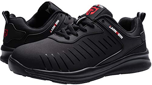 Zapatillas de Seguridad Mujer/Hombre DY-112, Zapatos de Trabajo con Punta de Acero Ultra Liviano Suave y cómodo Transpirable, Profundo Negro, 43 EU