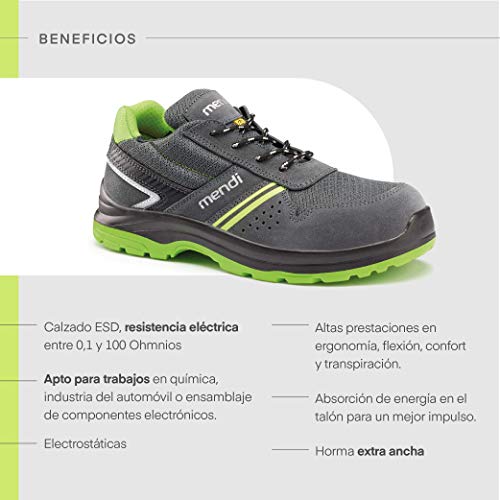 Zapatillas de Seguridad Resistencia eléctrica para Hombre y Mujer/Zapato de Trabajo Comodos con Puntera Reforzada en Fibra de Vidrio (no Acero) Calzado Laboral Antideslizantes (Numeric_44)