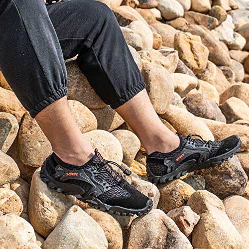 Zapatillas de Trail Running Hombre Barefoot Zapatos de Agua Surf Escarpines Buceo Piscina Playa Trekking Deportes Secado Rápido Negro-1 44 EU