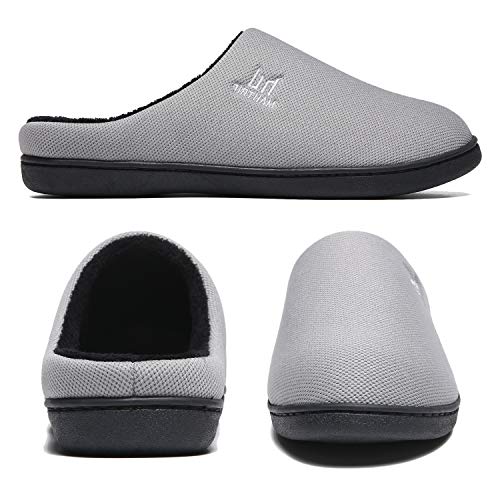 Zapatillas de Zueco de Espuma viscoelástica para Hombre Casa Interior Exterior Acogedor Invierno Cálido Antideslizante Zapatos para el hogar Dormitorio Casual Suela de Goma Gris Tamaño 42 43