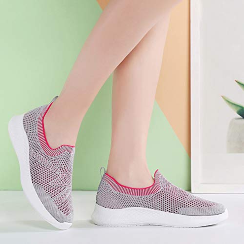 Zapatillas Deportivas de Entrenamiento de Fondo Suave Correr Fitness AtléTico Caminar Zapatos de Mujer Zapatos CóModos y Transpirables de Malla Zapatos Planos de Antideslizante Negro Blanco 35-42 EU