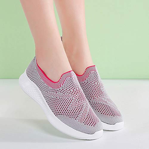 Zapatillas Deportivas de Entrenamiento de Fondo Suave Correr Fitness AtléTico Caminar Zapatos de Mujer Zapatos CóModos y Transpirables de Malla Zapatos Planos de Antideslizante Negro Blanco 35-42 EU