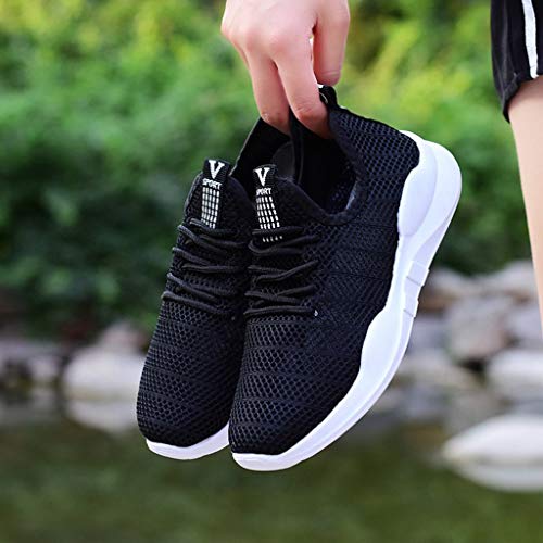 Zapatillas Deportivas de Mujer Correr Gimnasio Casual Zapatos para Caminar Mesh Running Transpirable Ligero Comodos Respirable Sneakers Negro 36-40 riou
