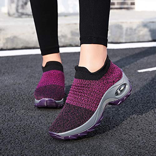Zapatillas Deportivas de Mujer Gimnasio Zapatos Running Deportivos Fitness Correr Casual Ligero Comodos Respirable Negro Gris Morado 35-42 PP35