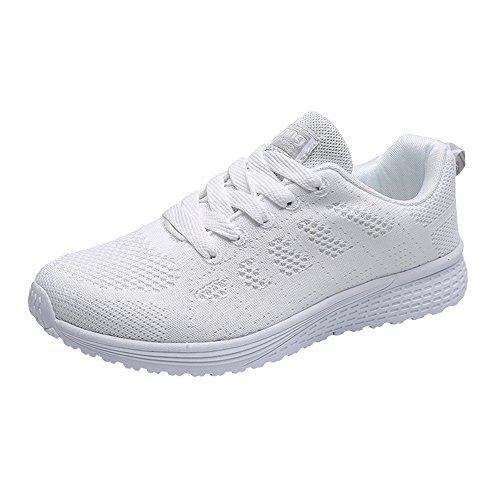 Zapatillas Deportivas De Mujer Ligeras Y CóModas Malla Plataforma Zapatos Sneakers Running Casual 2019 con Cordones Baratas Deportivo Calzado Baohooya (37, Blanco)