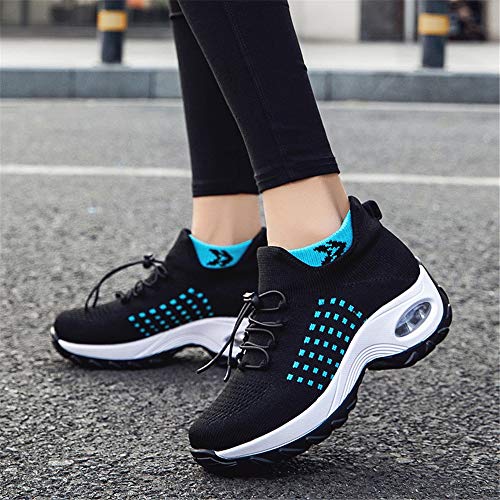 Zapatillas Deportivas de Mujer Zapatos Running Fitness Gym Outdoor Sneaker Casual Mesh Transpirable Comodas Calzado Negro Talla 39