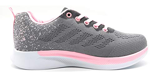 Zapatillas Deportivas Mujer Running Ligero Malla Transpirable con Cordones Zapatillas de Deporte para Mujeres Fitness Correr Atletismo Caminar Andar Gimnasia