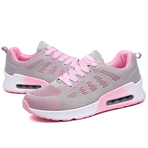Zapatillas Deportivas Mujer Sneakers Zapatos para Correr para Niña Mujeres Running Zapatos Casuales de Mujer Ligero Respirable Atarse Rosa Talla 40