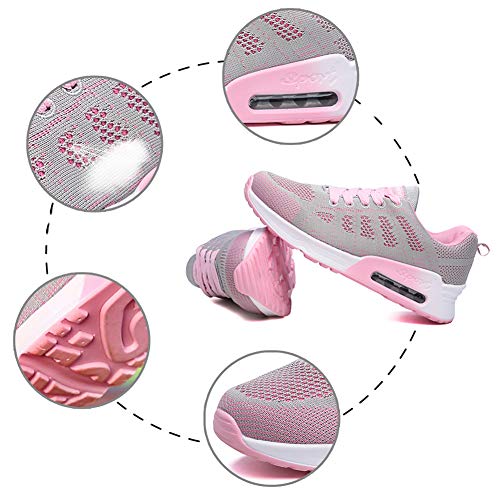 Zapatillas Deportivas Mujer Sneakers Zapatos para Correr para Niña Mujeres Running Zapatos Casuales de Mujer Ligero Respirable Atarse Rosa Talla 40