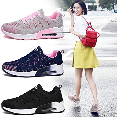 Zapatillas Deportivas Mujer Sneakers Zapatos para Correr para Niña Mujeres Running Zapatos Casuales de Mujer Ligero Respirable Atarse Rosa Talla 40