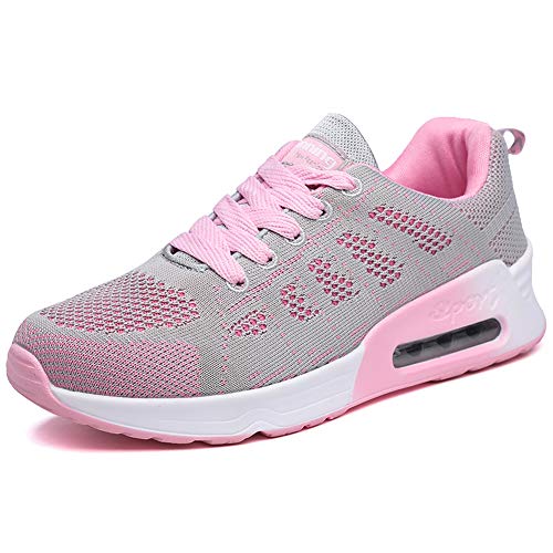 Zapatillas Deportivas Mujer Sneakers Zapatos para Correr para Niña Mujeres Running Zapatos Casuales de Mujer Ligero Respirable Atarse Rosa Talla 40