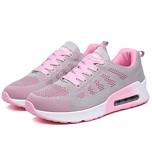 Zapatillas Deportivas Mujer Sneakers Zapatos para Correr para Niña Mujeres Running Zapatos Casuales de Mujer Ligero Respirable Atarse Rosa Talla 40