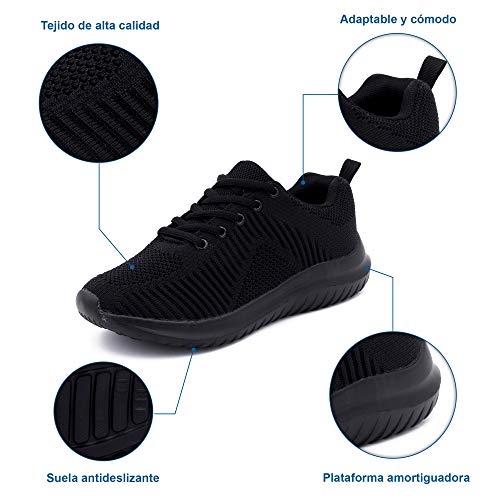 Zapatillas Deportivas para Mujer, Transpirables, para Correr (Negro, Numeric_40)
