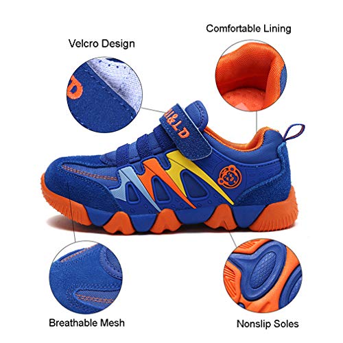 Zapatillas Deportivas para Niños Niña Antideslizante Calzado de Running Correr para Exterior Interior Velcro Ligero Transpirables Trainers Azul 32EU=Fabricante:33
