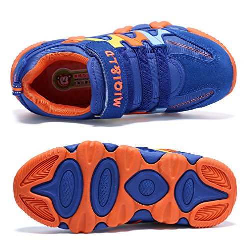 Zapatillas Deportivas para Niños Niña Antideslizante Calzado de Running Correr para Exterior Interior Velcro Ligero Transpirables Trainers Azul 32EU=Fabricante:33