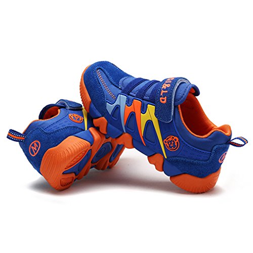 Zapatillas Deportivas para Niños Niña Antideslizante Calzado de Running Correr para Exterior Interior Velcro Ligero Transpirables Trainers Azul 32EU=Fabricante:33