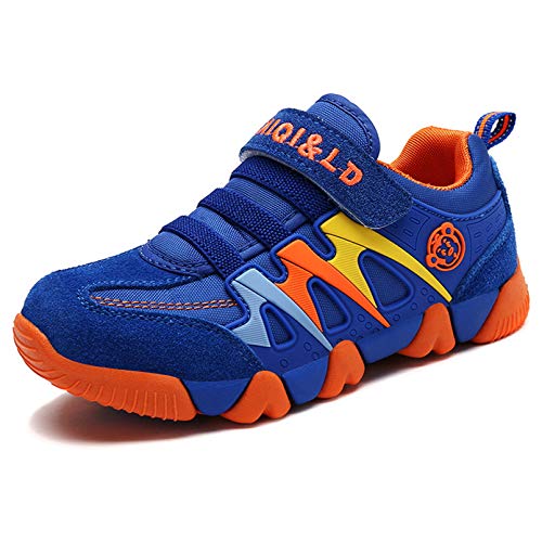 Zapatillas Deportivas para Niños Niña Antideslizante Calzado de Running Correr para Exterior Interior Velcro Ligero Transpirables Trainers Azul 32EU=Fabricante:33