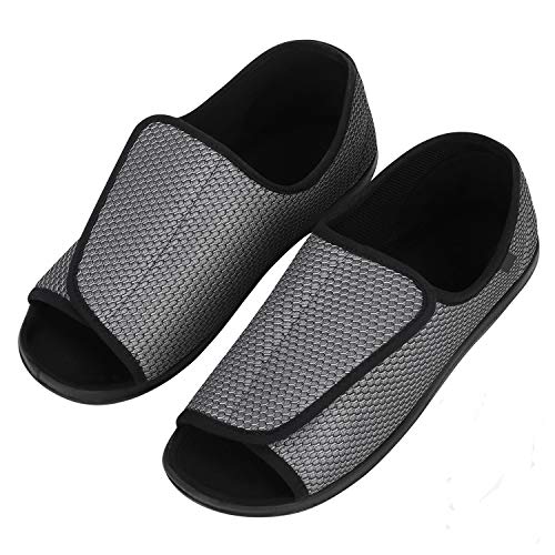 Zapatillas diálogas para hombre, ortopédicas ajustables, zapatillas interiores cómodas, sandalias de pie grande, con cierre de velcro para personas mayores, pies hinchados, artritis edema Swollen