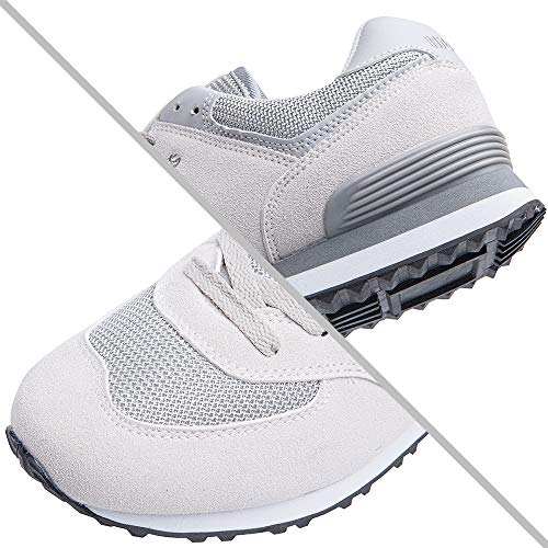 Zapatillas Hombre Mujer Casual Sneaker Gimnasio Cómodos Clásico Zapatos Deportivas Running Beige 1 Talla 45