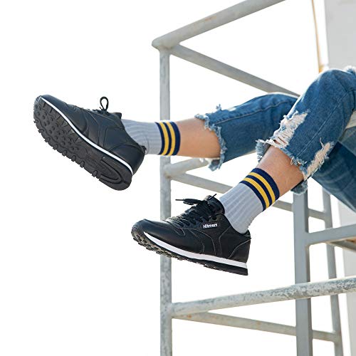 Zapatillas Hombre Mujer Casual Sneaker Gimnasio Cómodos Clásico Zapatos Deportivas Running Negro-2 3 Talla 42