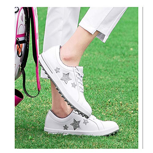 Zapatillas Impermeables de Golf para Dama, Zapatos Ligeros Respirables de Golf Sin Clavos, Calzado Suave de Entrenamiento de Golf Antideslizante y Resistente al Desgaste