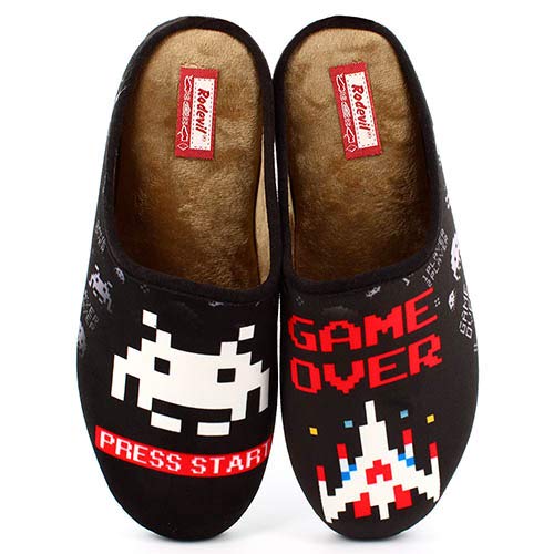 Zapatillas inspiradas en Space Invaders cómodas Andar por casa - Gamer Retro (Numeric_41)