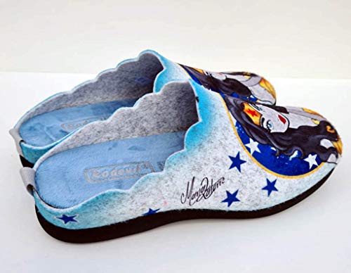 Zapatillas inspiradas en Wonder Woman fieltro estar por casa cómodas mujer - Fan art by Maria Latorre (Talla 35)