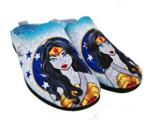 Zapatillas inspiradas en Wonder Woman fieltro estar por casa cómodas mujer - Fan art by Maria Latorre (Talla 35)