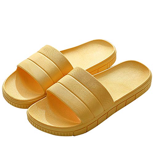 Zapatillas Pantuflas de Estar por casa de Hombre & Mujer & Pareja, Tira Ancha, Sandalia Tipo Chancla Verano, Amarillo, 38/39 EU