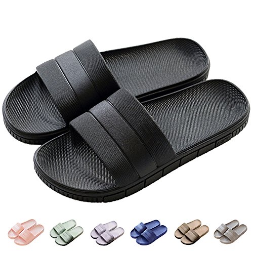 Zapatillas Pantuflas de Estar por casa de Hombre & Mujer & Pareja, Tira Ancha, Sandalia Tipo Chancla Verano, Negro, EU 36/37 (240mm)