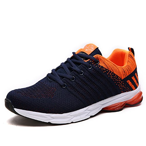 Zapatillas Running para Hombre Aire Libre y Deporte Transpirables Casual Zapatos Gimnasio Correr Sneakers Naranja 42