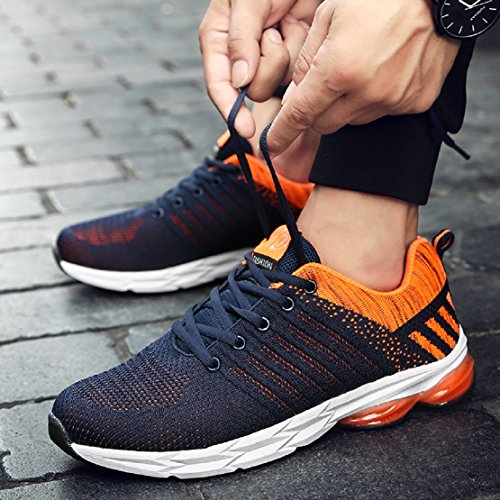 Zapatillas Running para Hombre Aire Libre y Deporte Transpirables Casual Zapatos Gimnasio Correr Sneakers Naranja 44