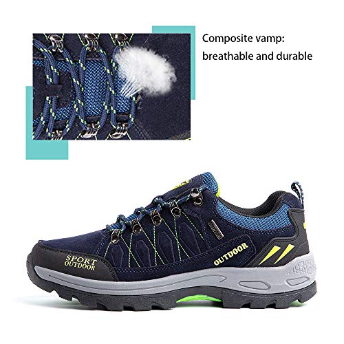 Zapatillas Trekking Hombre Antideslizantes Zapatos de Senderismo Transpirable Botas Montaña Bajas al Aire Libre 1 Azul Talla 39 EU