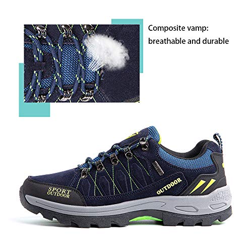 Zapatillas Trekking Hombre Antideslizantes Zapatos de Senderismo Transpirable Botas Montaña Bajas al Aire Libre 1 Azul Talla 44 EU