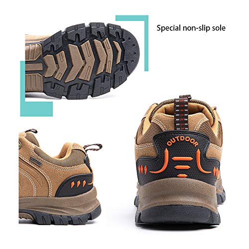 Zapatillas Trekking Hombre Antideslizantes Zapatos de Senderismo Transpirable Botas Montaña Bajas al Aire Libre 2 Marrón Talla 42 EU