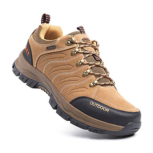 Zapatillas Trekking Hombre Antideslizantes Zapatos de Senderismo Transpirable Botas Montaña Bajas al Aire Libre 2 Marrón Talla 42 EU