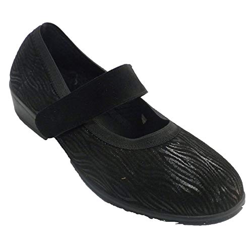 Zapatillas Velcro Mujer Invierno Tipo Merceditas Doctor Cutillas en Negro Talla 37