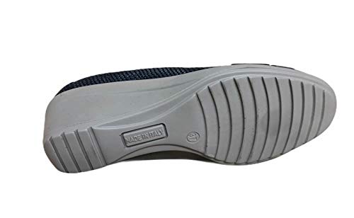 Zapato de mujer bailarina de piel estampada plantilla de piel extraíble tacón 5 cm artículo iMac 305640 Made in Italy Azul Size: 37 EU