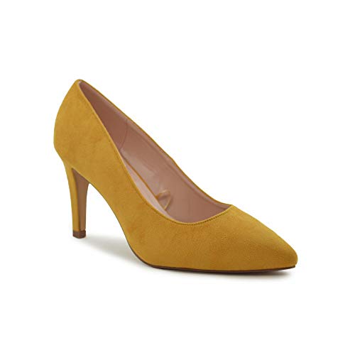 Comprar zapatos salon mostaza 🥇 【