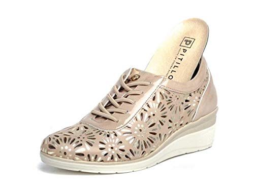 Zapato Deportivo Casual de cuña para Mujer - PITILLOS 6022 Beige (Numeric_35)