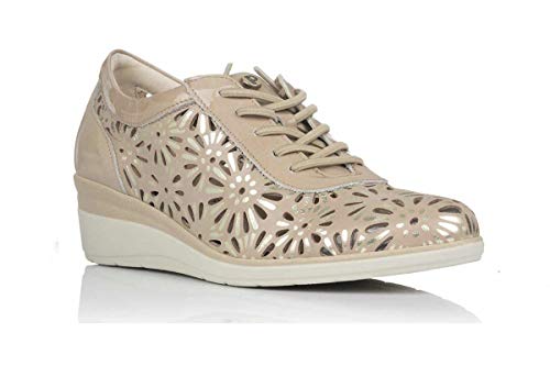 Zapato Deportivo Casual de cuña para Mujer - PITILLOS 6022 Beige (Numeric_35)
